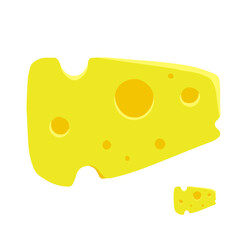 Piece of cheese. Food. Milk product. Flat vector illustration