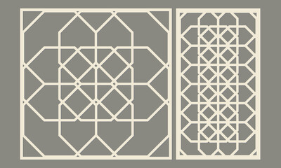 Panel for laser cutting. Abstract geometric pattern of complex polygonal shape. Template for cutting wood, plywood, paper, cardboard and metal.