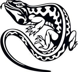 Varan - Reptiles of the wild. Wildlife stencil. Pet and tropical animal.