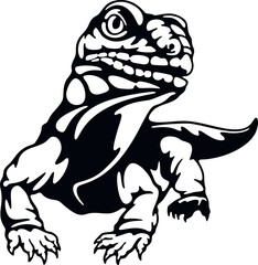 Varan - Reptiles of the wild. Wildlife stencil. Pet and tropical animal.