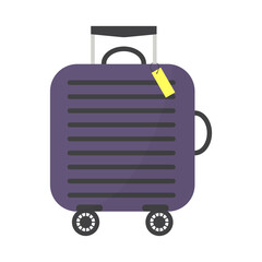 Trolley travel suitcase, luggage for travel, tourism or business with label. Vector illustartion.