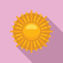 Sun warming icon flat vector. Global climate