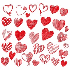 Hand draw valentines day hearts collection sketch design
