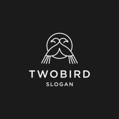 Two Bird logo line art icon in black backround