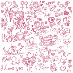 Hand draw valentine's day scrapbook page doodle sketch