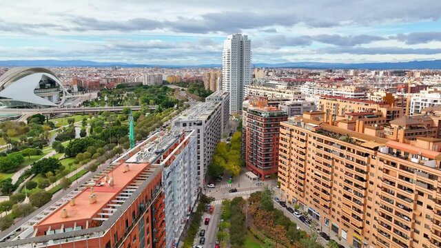 Rising concrete jungle of Av del Professor Lopez Piner Valencia
