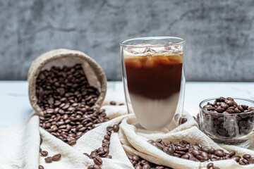 Ice macchiato with coffee bean