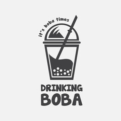 Boba drink logo design vector pictogram
