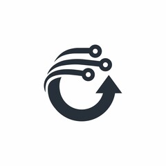 Electronic technology and forward and up arrow. Development and modernization of processes. Vector illustration isolated on white background.