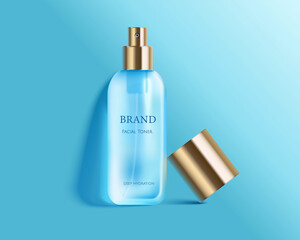 3d blue glass cosmetic pump bottle