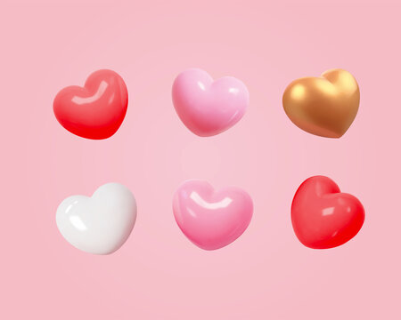 3d cartoon heart balloons
