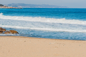 Landscape of beach with beautiful blue ocean.