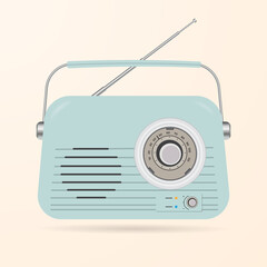 Vintage radio illustration on isolated background