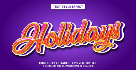 Text Style with Holidays Theme. Editable Text Style Effect.