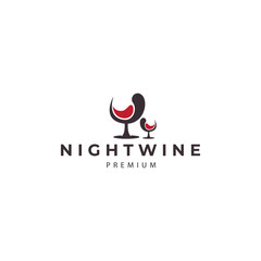 glass of wine at night with party logo vector icon symbol illustration design