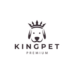 dog head pet with crown logo vector icon symbol illustration design