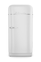 Vintage refrigerator isolated on white. 3d rendering.