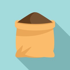 Coffee sack icon flat vector. Restaurant bean