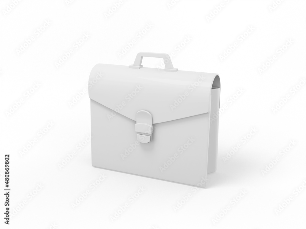 Poster white one color briefcase on a white flat background. minimalistic design object. 3d rendering icon 