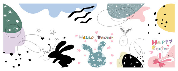 Fototapeta na wymiar Easter Abstract Element Designed in pastel tones, doodle style can be adapted to a variety of applications such as cards, Easter decorations, backgrounds, web, fabric patterns, pillows, and more