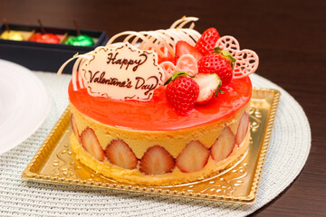 バレンタインの苺のケーキ