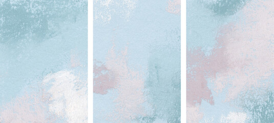 Abstract images. Three pastel backgrounds. Versatile artistic backdrop for creative design projects: posters, cards, banners, invitations, magazines, books, prints and wallpapers. Soft colours.