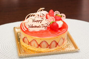 バレンタインの苺のケーキ