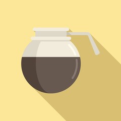 Round coffee pot icon flat vector. Hot espresso