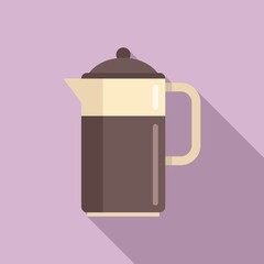 Home coffee pot icon flat vector. Espresso cup