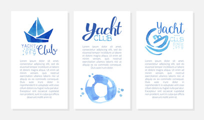 Yacht Club and Marine Travel Vertical Banner Vector Template