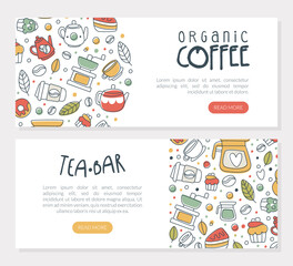 Tea and Coffee Bar Advertising Landing Page Vector Template
