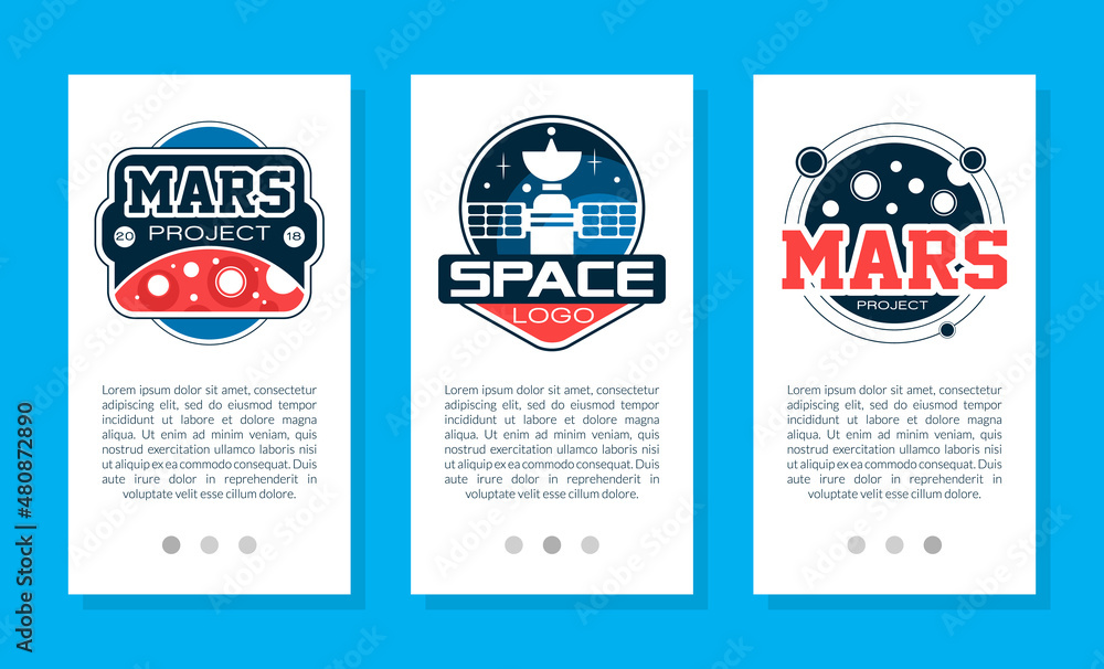 Poster mars and space project vertical web banner vector template