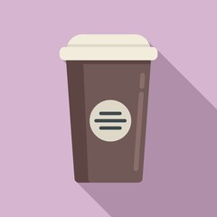 To go coffee cup icon flat vector. Cafe cappuccino