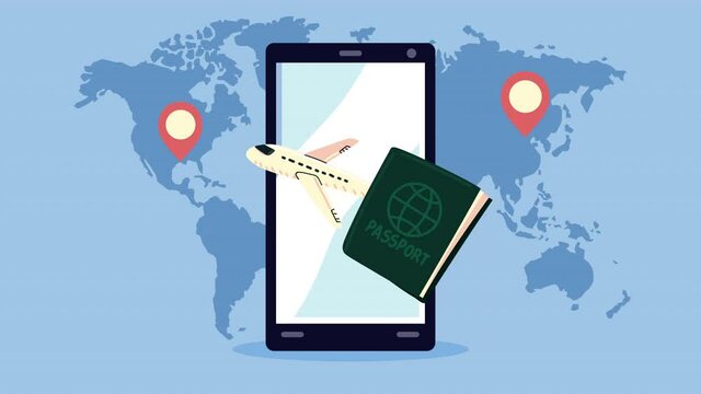 smartphone with travel app animation