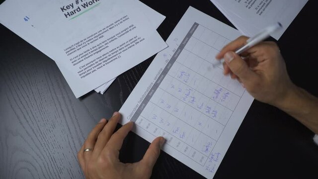 Man writing down his daily goals for the week, concept for strategy, ambition, goal setting, and New Year's Resolutions
