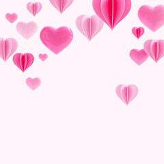 Obraz na płótnie Canvas Happy Valentine's Day. pink Background with Realistic Hearts.