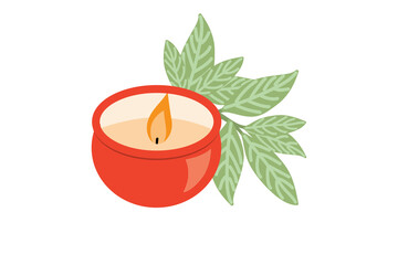 candle and leaves