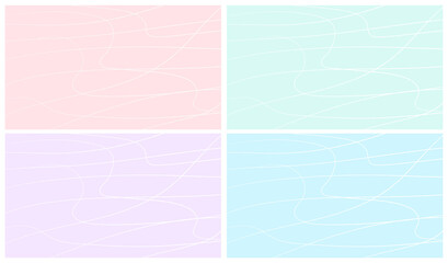 Vector abstract backgrounds set. Pastel backdrop with white lines