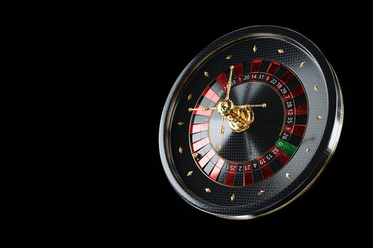 Black and gold roulette close-up. Casino concept, Vegas, creative template, addiction. 3D illustration, 3D render.