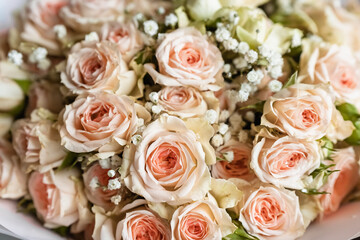 Obraz na płótnie Canvas Bouquet of pale pink roses, wedding bouquet, bridal bouquet