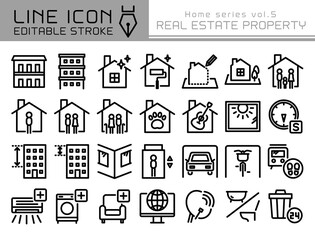 ラインアイコン　ホームシリーズvol.5　不動産物件の特徴