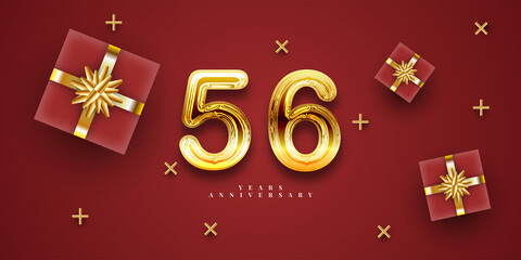 56 Years anniversary luxury background illustration template design