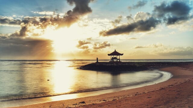 sunrise on the sanur beach, bali