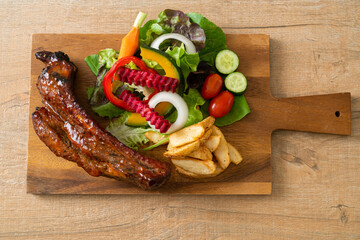 barbecue pork spare ribs with vegetables