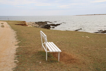 Medulin Istrien Kroatien - Stühle Liegen Sonnenliegen Strandliegen am Strand