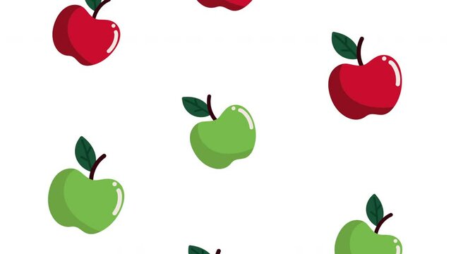 fresh apples fruits pattern animation