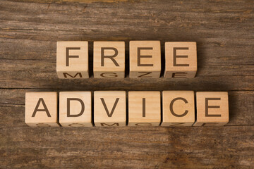 Free advice text on wooden toy cubes