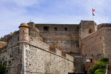 rampart exterior wall castle of Collioure France Europe
