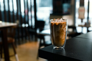 glass of coffee with milk on the table