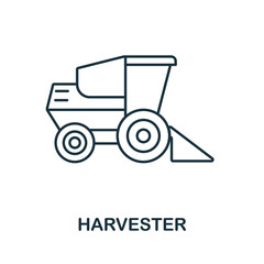 Harvester icon. Line element from farming collection. Linear Harvester icon sign for web design, infographics and more.